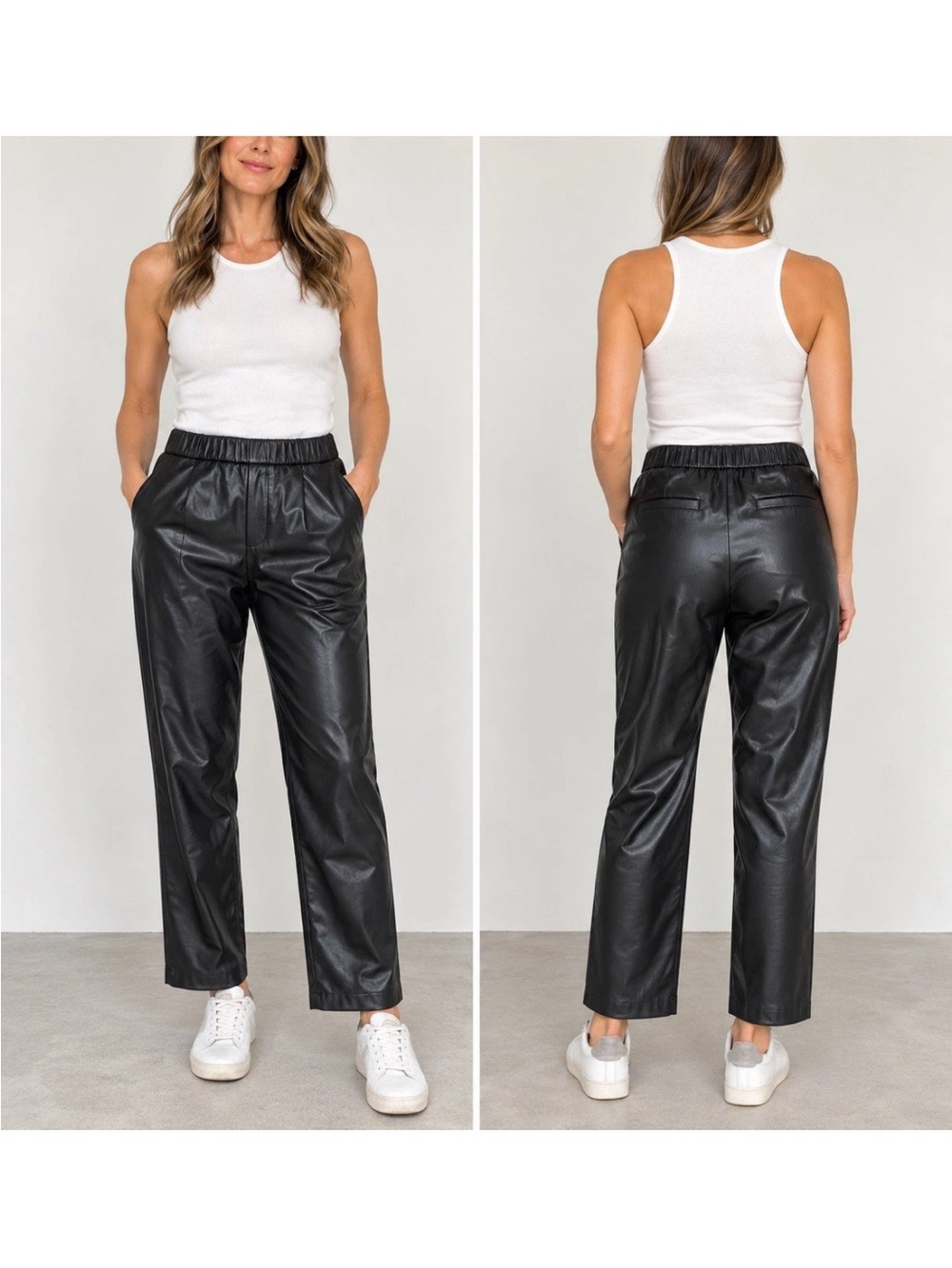 WORTH New York Women’s M Black Faux Leather Pants Straight Leg NWT C173PT72